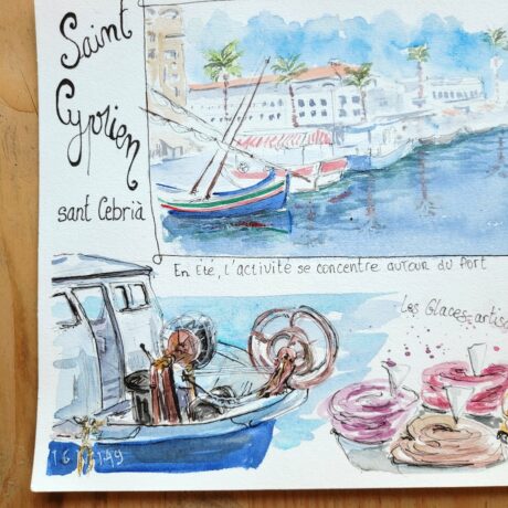 detail aquarelle St Cyprien