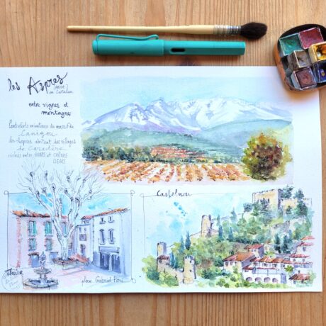 aquarelle Aspres Canigou